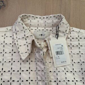 7 for All Mankind Embroidered Eyelet Faux Leather Button-Up Shirt